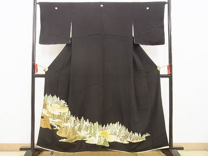 平和屋着物■豪華黒留袖　雲重ね樹林文　金彩　逸品　BAAE2110xi