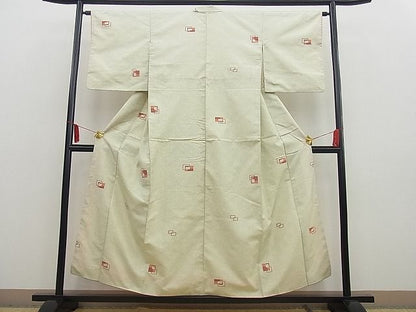 平和屋着物■上質な紬 麻の葉文様 逸品 BAAA2165op