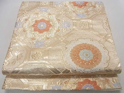 平和屋着物◎六通柄袋帯 蜀江花文 金糸 逸品 DAAE1692ma