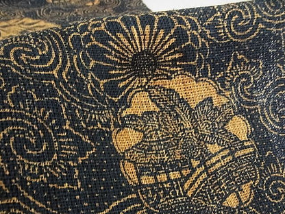 平和屋本店■極上　夏物　古代原始布　科布　八寸名古屋帯　型染め　藍　花唐草文　逸品　KAAA10532kk4