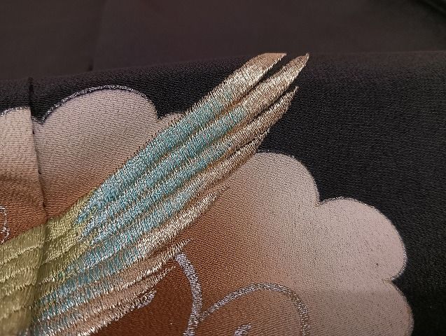 平和屋着物□豪華黒留袖 刺繍 鳳凰 金銀彩 正絹 逸品 AAAG7163Bnp