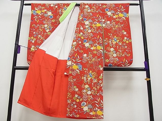 平和屋本店■最高級 七五三 女の子 7歳 祝着・長襦袢セット 相良刺繍 駒刺繍 花籠文 金糸 鬼しぼ縮緬 半衿刺繍 逸品 CYAA0032s4