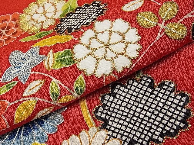 平和屋本店■最高級 七五三 女の子 7歳 祝着・長襦袢セット 相良刺繍 駒刺繍 花籠文 金糸 鬼しぼ縮緬 半衿刺繍 逸品 CYAA0032s4