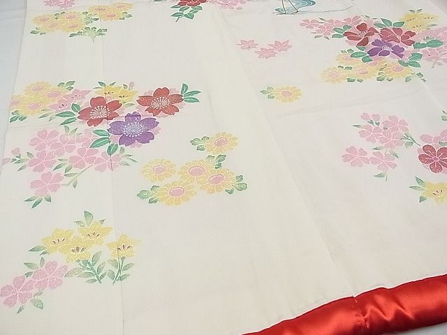 平和屋本店[]希少　秋山章　打掛　七五三　7歳　十三参り　女の子　祝着　流水群鶴草花文　金銀彩　逸品　CYAA0040s4
