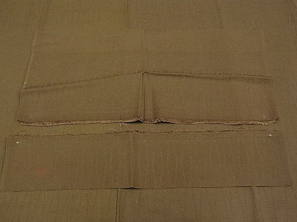 平和屋本店●極上　男性　銀座もとじ　プラチナボーイ　お召　色無地　立涌地紋　媚茶色　反端付き　逸品　CYAA0041s4