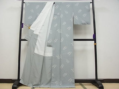 平和屋本店■極上　人間国宝　芹沢けい介一番弟子　下平清人　小紋　草花文　鬼しぼ縮緬　逸品　未使用　CYAA0055s4