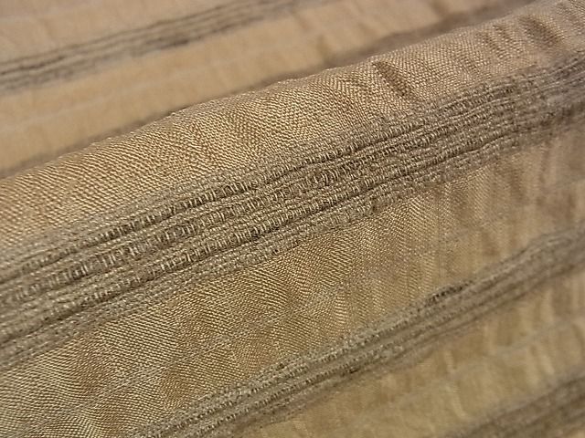 平和屋本店▽極上　インド・アッサム　野蚕糸　手織　ムガシルク　単衣　横縞　やまと金ラベル　逸品　DZAA0817kh4