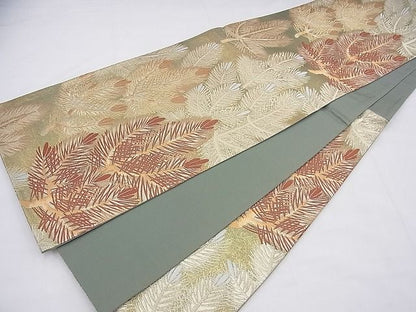 平和屋着物■六通柄袋帯 唐織 若松葉 金糸 逸品 BAAE9528fk