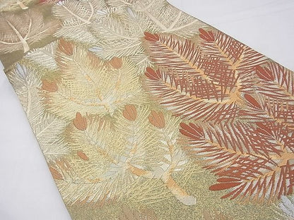 平和屋着物■六通柄袋帯 唐織 若松葉 金糸 逸品 BAAE9528fk