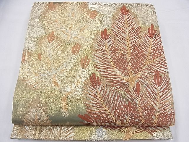 平和屋着物■六通柄袋帯 唐織 若松葉 金糸 逸品 BAAE9528fk