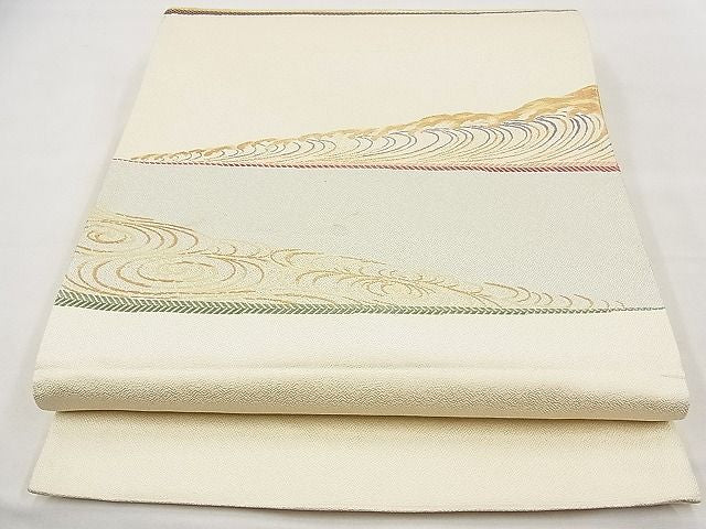 平和屋着物■六通柄袋帯 唐織 光琳水立波文 金糸 逸品 BAAE0792kj