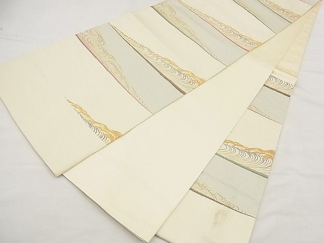 平和屋着物■六通柄袋帯 唐織 光琳水立波文 金糸 逸品 BAAE0792kj