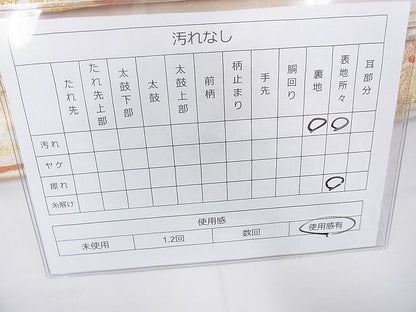 平和屋着物◎六通柄袋帯 唐織 蜀江扇面花文 金糸 逸品 BAAE5008cm