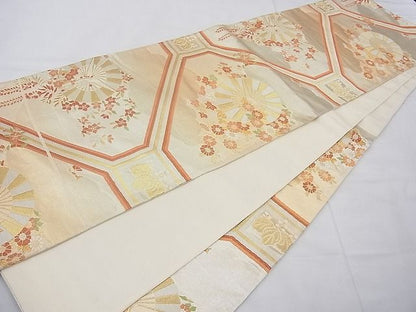 平和屋着物◎六通柄袋帯 唐織 蜀江扇面花文 金糸 逸品 BAAE5008cm