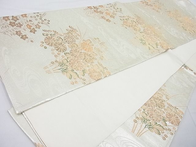 平和屋着物◎六通柄袋帯 秋草文 金銀糸 逸品 BAAE5051cm