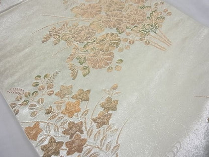 平和屋着物◎六通柄袋帯 秋草文 金銀糸 逸品 BAAE5051cm