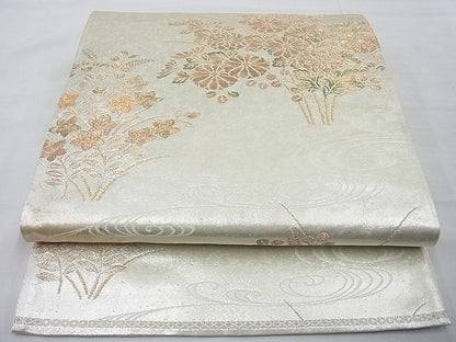 平和屋着物◎六通柄袋帯 秋草文 金銀糸 逸品 BAAE5051cm