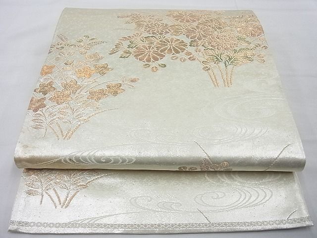平和屋着物◎六通柄袋帯 秋草文 金銀糸 逸品 BAAE5051cm