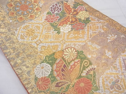 平和屋着物◎太鼓柄袋帯 唐織 麗光小袖 金銀糸 逸品 BAAE5055cm