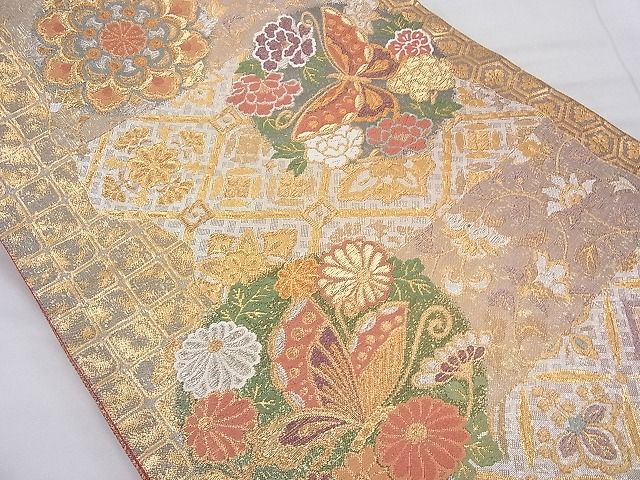 平和屋着物◎太鼓柄袋帯 唐織 麗光小袖 金銀糸 逸品 BAAE5055cm