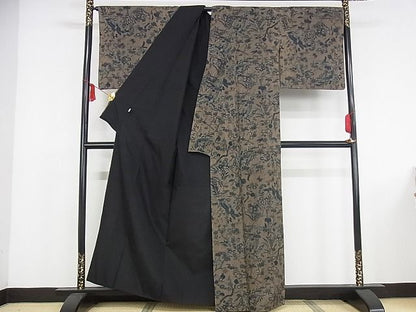 平和屋本店●極上 染織の名門 しょうざん 生紬 小紋 更紗花鳥文 反端付き 正絹 逸品 KAAA1007kk4