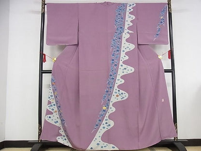 平和屋本店●極上　人間国宝　五代　田畑喜八　訪問着　駒刺繍　枝垂れ花文　金糸　正絹　逸品　未使用　KAAA1011kk4
