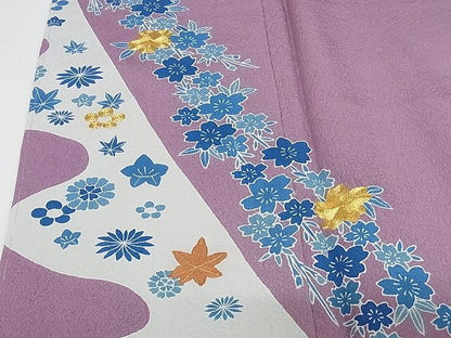 平和屋本店●極上　人間国宝　五代　田畑喜八　訪問着　駒刺繍　枝垂れ花文　金糸　正絹　逸品　未使用　KAAA1011kk4