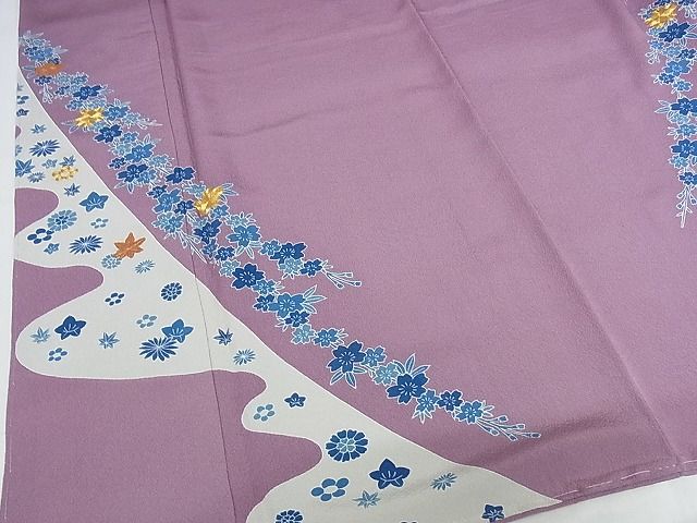 平和屋本店●極上　人間国宝　五代　田畑喜八　訪問着　駒刺繍　枝垂れ花文　金糸　正絹　逸品　未使用　KAAA1011kk4