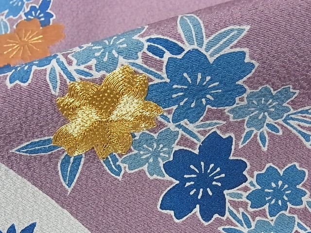 平和屋本店●極上　人間国宝　五代　田畑喜八　訪問着　駒刺繍　枝垂れ花文　金糸　正絹　逸品　未使用　KAAA1011kk4