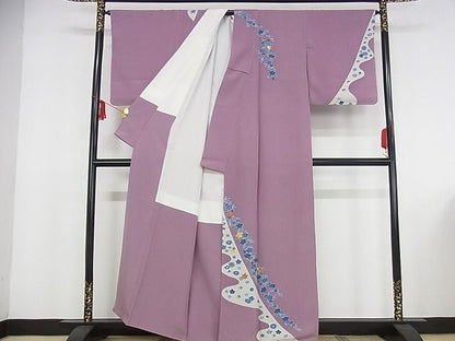 平和屋本店●極上　人間国宝　五代　田畑喜八　訪問着　駒刺繍　枝垂れ花文　金糸　正絹　逸品　未使用　KAAA1011kk4