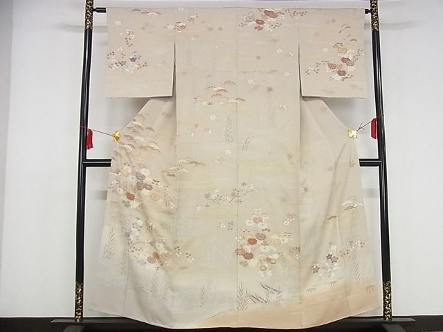 平和屋本店■極上　創業460年・千總　訪問着　流水草花文　金彩　正絹　逸品　KAAA1044kk4
