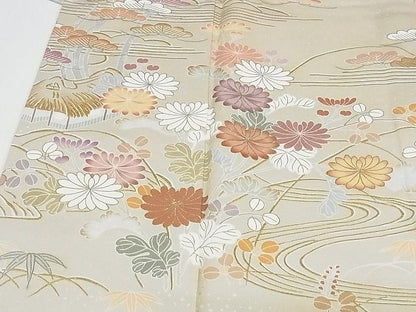 平和屋本店■極上　創業460年・千總　訪問着　流水草花文　金彩　正絹　逸品　KAAA1044kk4