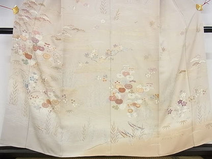 平和屋本店■極上　創業460年・千總　訪問着　流水草花文　金彩　正絹　逸品　KAAA1044kk4