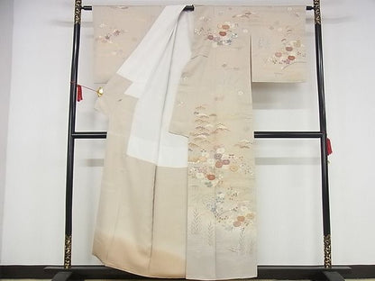 平和屋本店■極上　創業460年・千總　訪問着　流水草花文　金彩　正絹　逸品　KAAA1044kk4