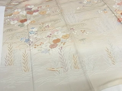 平和屋本店■極上　創業460年・千總　訪問着　流水草花文　金彩　正絹　逸品　KAAA1044kk4