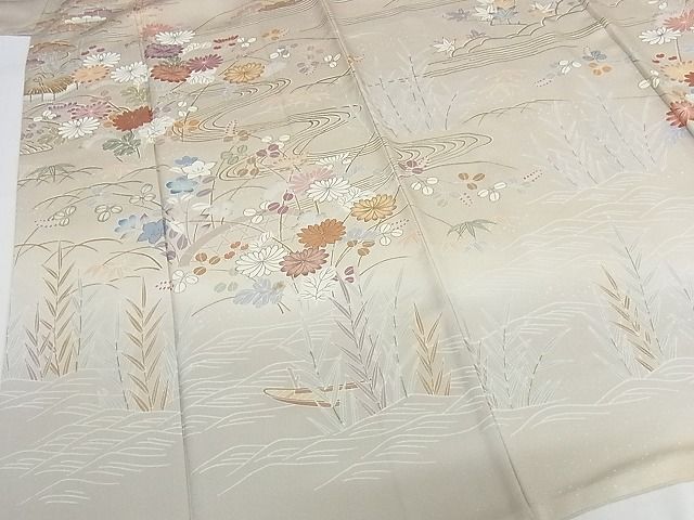 平和屋本店■極上　創業460年・千總　訪問着　流水草花文　金彩　正絹　逸品　KAAA1044kk4