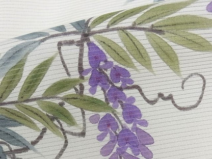 平和屋本店■極上　訪問着　無双仕立て　紗袷　紗×絽　手描き　藤花房　暈し染め　正絹　逸品　KAAA1046kk4