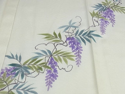 平和屋本店■極上　訪問着　無双仕立て　紗袷　紗×絽　手描き　藤花房　暈し染め　正絹　逸品　KAAA1046kk4