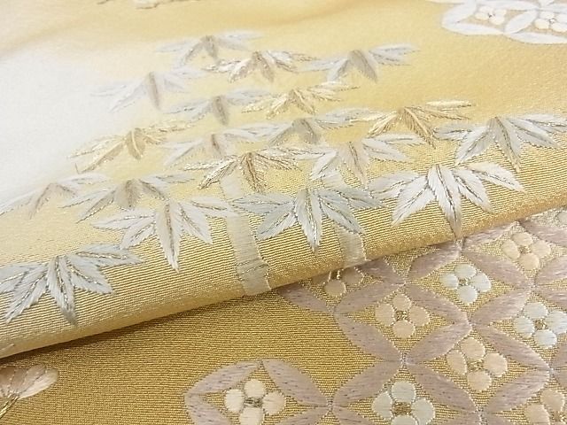 平和屋本店●極上 訪問着 総刺繍 吉祥草花文 暈し染め 金糸 ロング丈 正絹 逸品 KAAA1051kk4