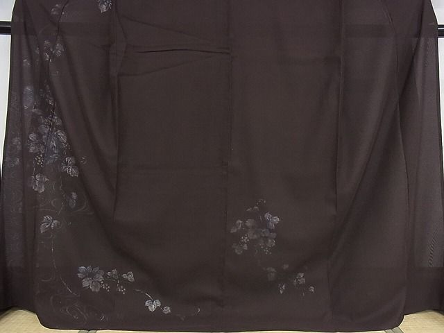 平和屋本店■極上　訪問着　無双仕立て　紗袷　紗×絽　手描き　葡萄　反端付き　正絹　逸品　未使用　KAAA1059kk4