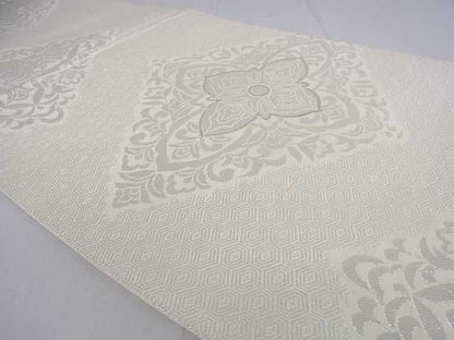 平和屋着物◎六通柄袋帯 花菱文 銀糸 逸品 DAAD0949ar