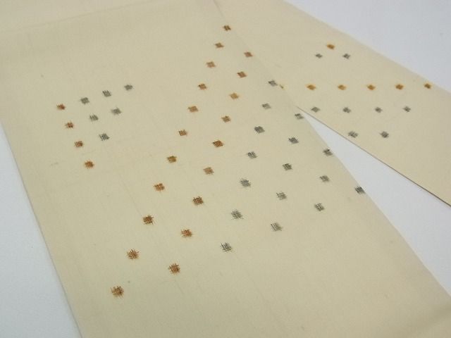 期間限定セール35％off■極上　夏物　銀座もとじ　九寸名古屋帯　絣文様　たとう紙付き　逸品　CZAA0239s4
