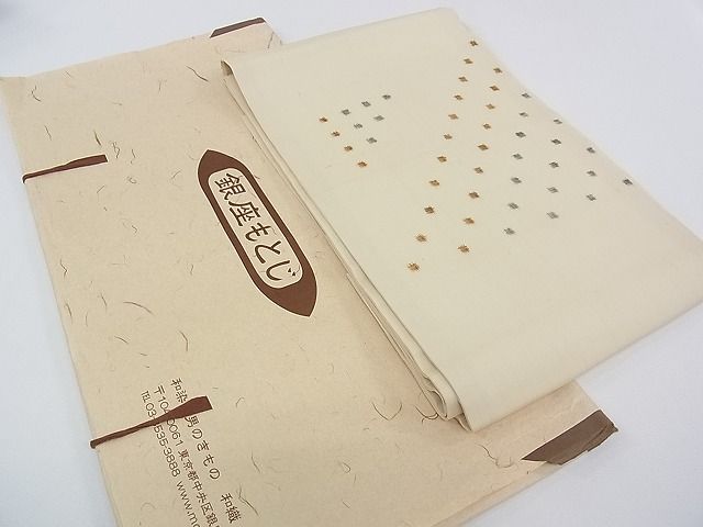 期間限定セール35％off■極上　夏物　銀座もとじ　九寸名古屋帯　絣文様　たとう紙付き　逸品　CZAA0239s4