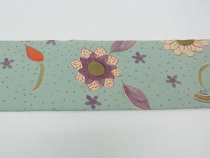 平和屋本店■希少　染色作家　山本由季　つけ帯　草花文　鬼しぼ縮緬　箱付き　逸品　CZAA0241s4