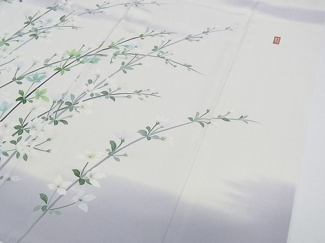 平和屋本店●極上 十日町 加賀草木友禅の第一人者 田村哲彦 訪問着 枝花文 暈し染め 逸品 CZAA0247s4