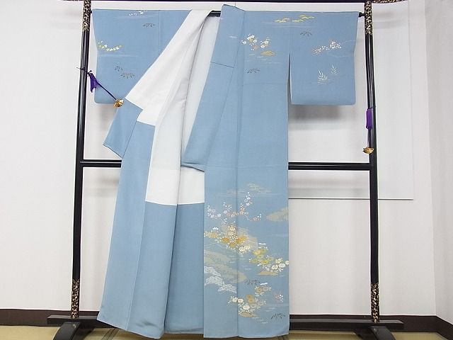 平和屋本店■極上　創業460年・千總　訪問着　刺繍　草花文　金彩　逸品　CZAA0251s4