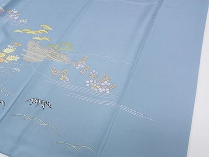 平和屋本店■極上　創業460年・千總　訪問着　刺繍　草花文　金彩　逸品　CZAA0251s4