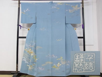 平和屋本店■極上　創業460年・千總　訪問着　刺繍　草花文　金彩　逸品　CZAA0251s4
