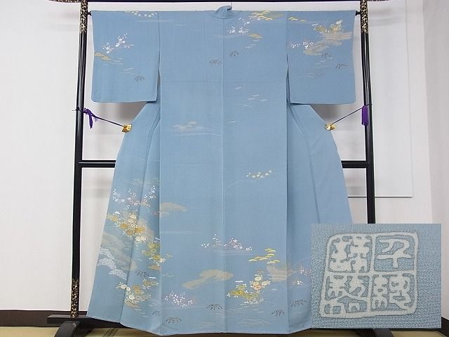 平和屋本店■極上　創業460年・千總　訪問着　刺繍　草花文　金彩　逸品　CZAA0251s4