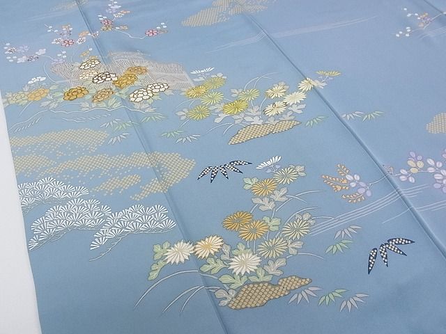 平和屋本店■極上　創業460年・千總　訪問着　刺繍　草花文　金彩　逸品　CZAA0251s4